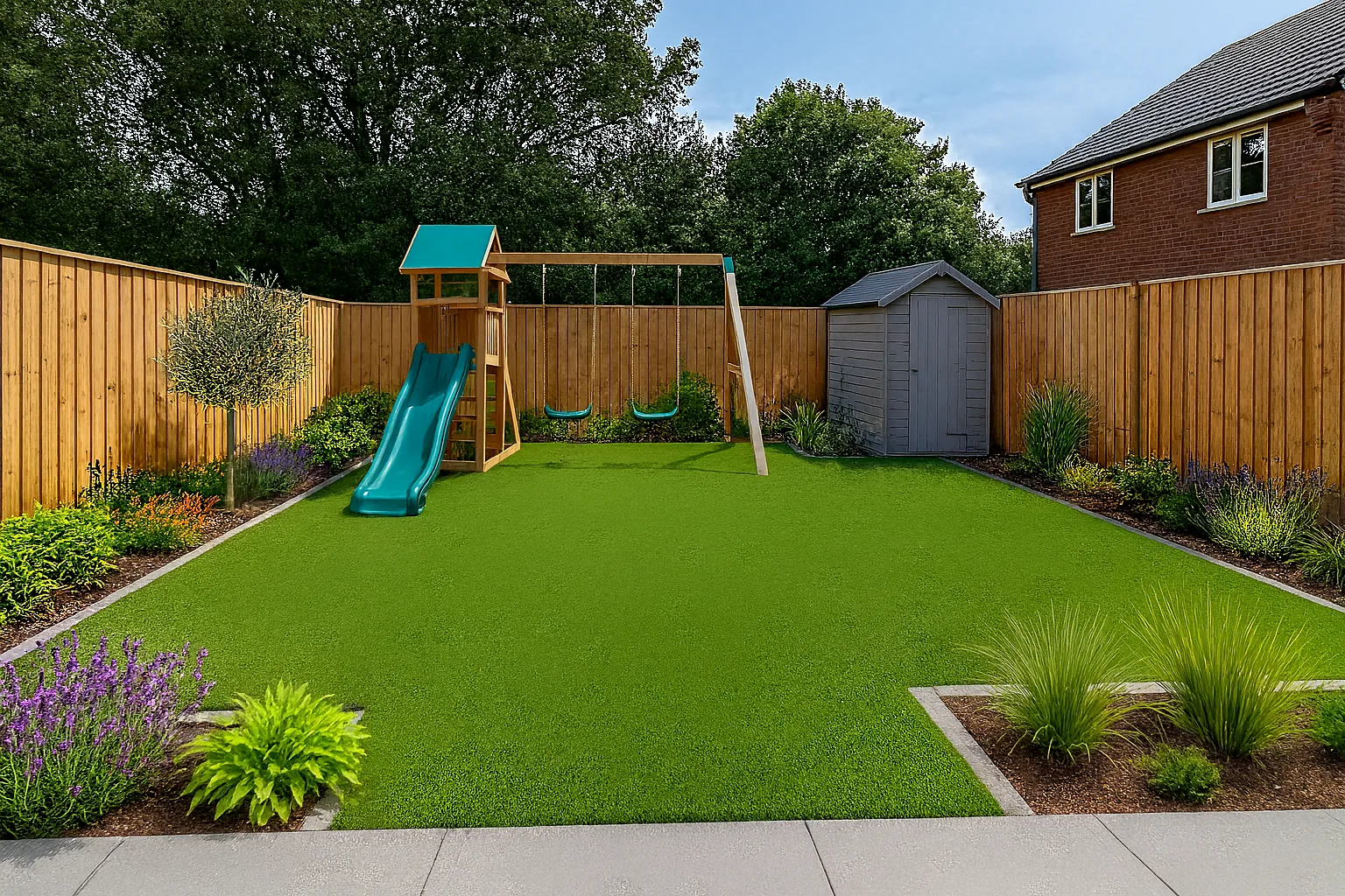Artificial grass installation in Leicester garden