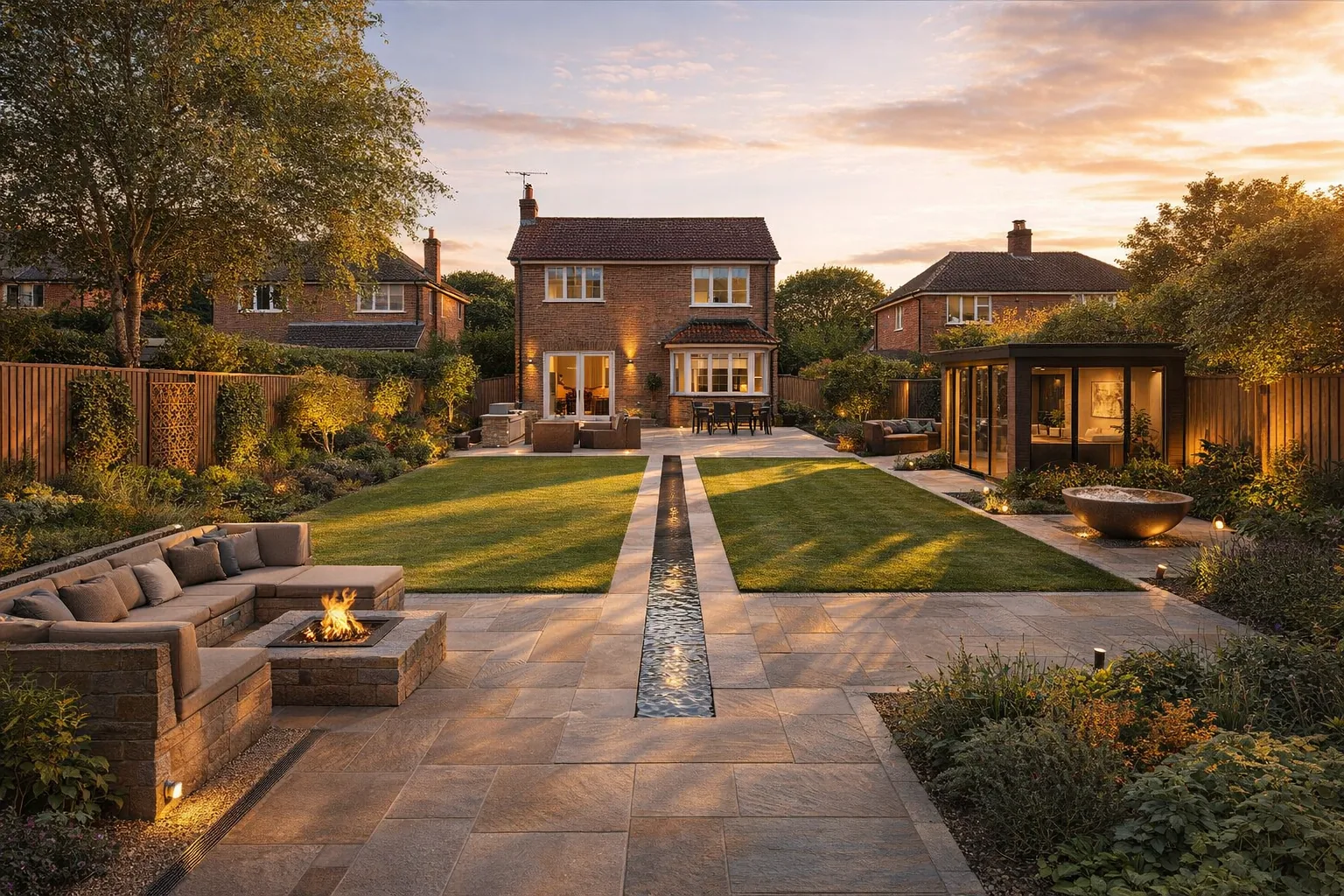 Premium Landscapes - Luxury Garden Design with Patio and Water Feature